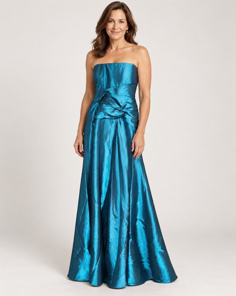 Jessica McClintock Teal Strapless Satin Mermaid Gown Size 4 Y2K 28" Bust